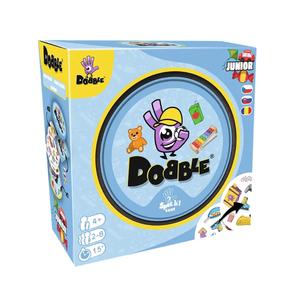 Dobble Junior – krabica detskej postrehovej spoločenskej hry pre menších hráčov