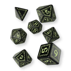 RPG kocky – sada runovych kociek (7 ks set), svietiace